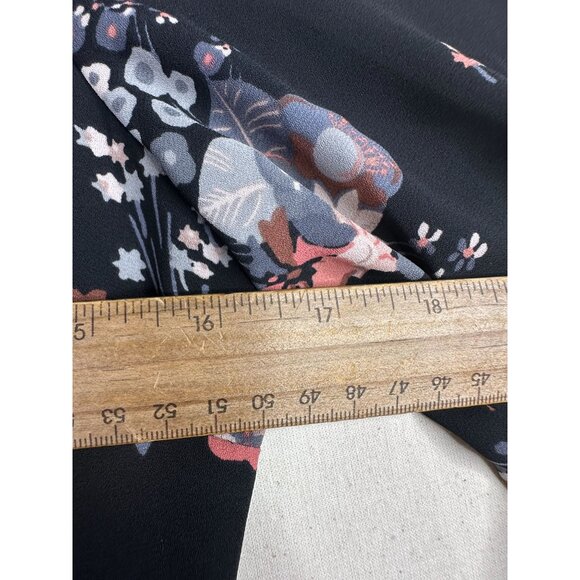 Loft Floral Flounce Long Sleeve Dress size 0P Black‎ AS IS - Picture 6 of 9